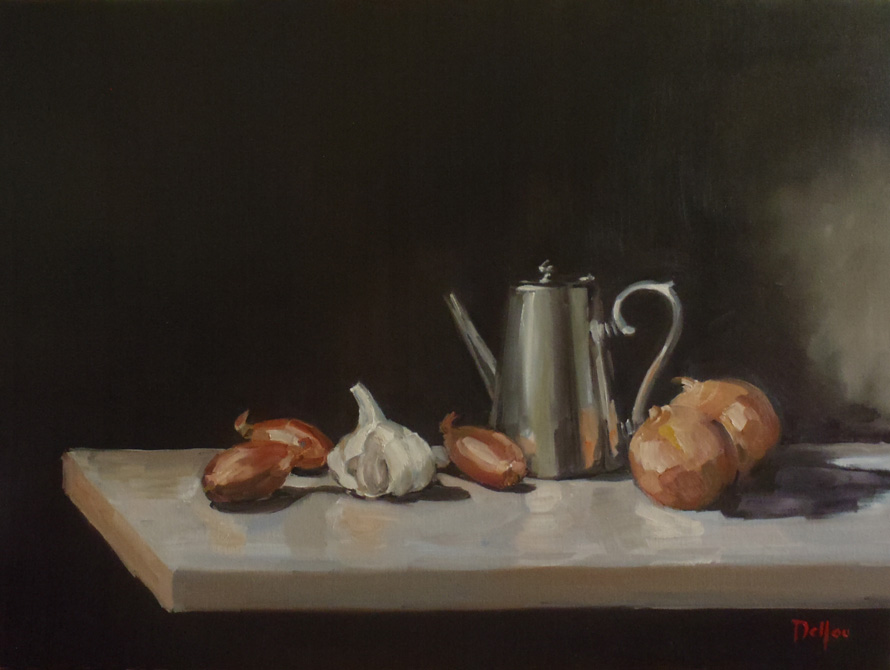 Pichet, chalottes, ail et oignons
