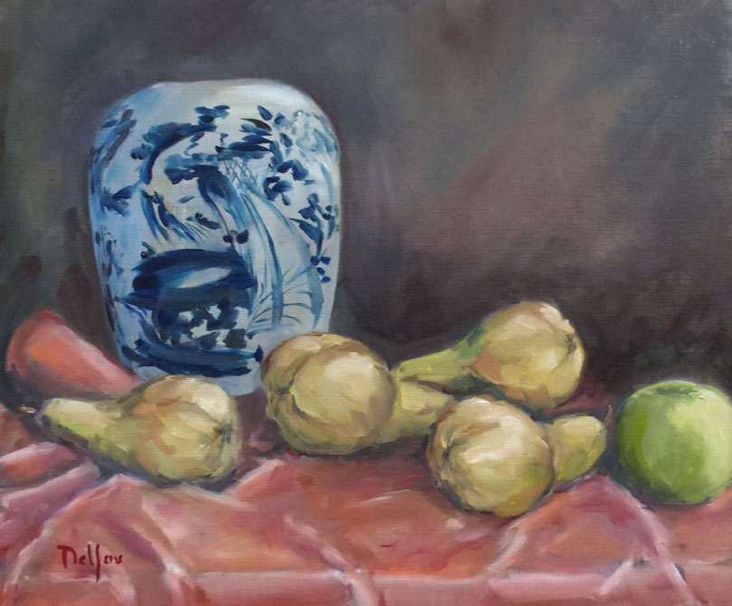 La potiche chinoise et les fruits