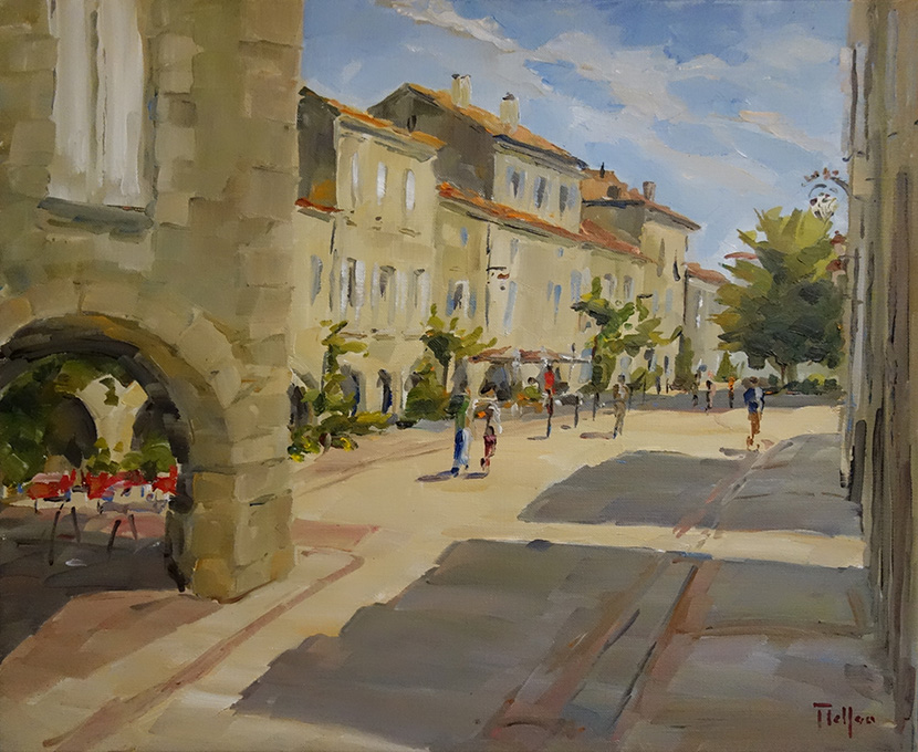 
Rue animée à La Romieu